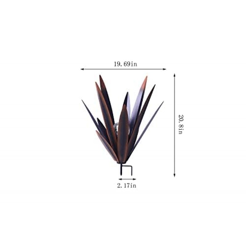 Jesokiibo 4pcs 데킬라 소박한 조각 금속 용설란 식물 홈 장식 소박한 손으로 그린 ​​금속 용설란 정원 장식품 야외 장식 인형 홈 마당 장식 잔디 장식품