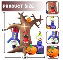 Buheco 할로윈 풍선 나무 광대와 호박이 있는 야외 장식 8피트 높이의 거대한 LED 빛은 죽은 나무를 날려버립니다 외부 마당 정원 잔디 실내 휴일 파티 장식을 위한 무서운 짜증나는 풍선