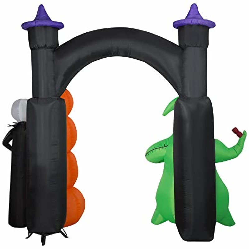 Jack & Oogie Boogie Archway 크리스마스 전 풍선 악몽 실내 및 실외 사용을 위한 장식 LED 조명이 내장된 마당 장식 간편한 설치 101인치 높이(2개) 수리 패치 번들