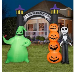 Jack & Oogie Boogie Archway 크리스마스 전 풍선 악몽 실내 및 실외 사용을 위한 장식 LED 조명이 내장된 마당 장식 간편한 설치 101인치 높이(2개) 수리 패치 번들