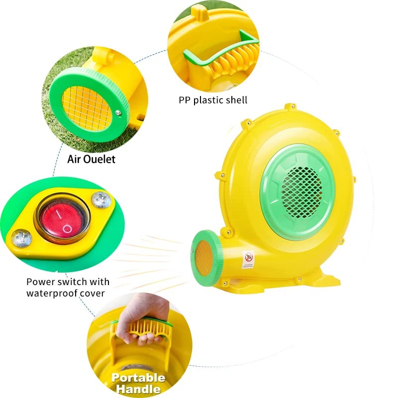 Qzgyoool 공기 송풍기 4M 와이어가 포함된 550와트, 1900Pa 펌프 팬 상업용 팽창식 바운스 하우스 송풍기, 팽창식 탄력 성 및 점프 슬라이드(550W,0.7HP)에 사용됨
