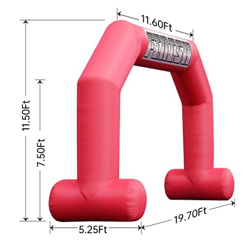 TKLoop 20피트 풍선 아치 빨간색 시작 결승선 배너 및 강력한 송풍기, 경주 옥외 광고 상거래를 위한 육각형 풍선 아치길