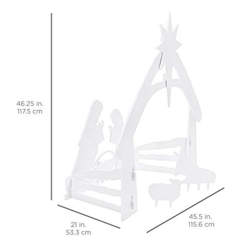 최고의 선택 제품 4피트 야외 성탄 장면, 내후성 장식, 크리스마스 성 가족 마당 장식, 방수 PVC - 흰색