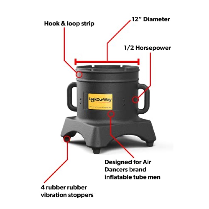 LookOurWay 에어 댄서 공기주입식 튜브맨 전체 세트, 내후성 송풍기 포함, 10피트