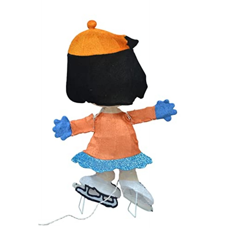 PRODUCTWORKS 32인치 땅콩 3D 조명 LED 휴일 크리스마스 야드 장식 스케이트 Marcie, 오렌지