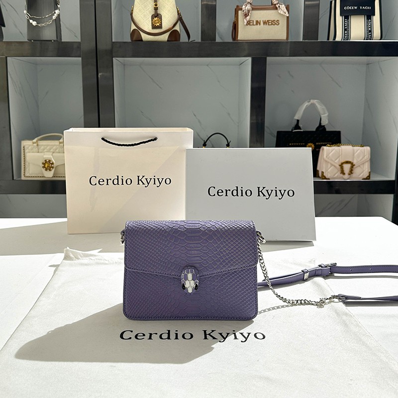 Cerdio Kyiyo 여성용 가방 틈새 악어 무늬 보라색 체인 가방 여성용 신형 고급 소형 사각형 가방 크로스 바디