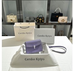 Cerdio Kyiyo 여성용 가방 틈새 악어 무늬 보라색 체인 가방 여성용 신형 고급 소형 사각형 가방 크로스 바디