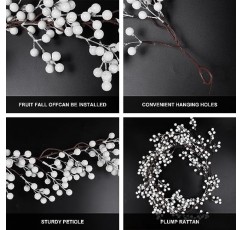 RECUTMS 인공 베리 크리스마스 화환 가짜 소박한 부르고뉴 크리스마스 화환 30 LED 요정 문자열 조명 실내 야외 홈 가든 파티 벽난로 벽 문 장식 (흰색)