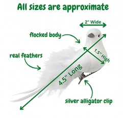 클립이 있는 흰색 깃털 비둘기 - 결혼식용 장식에 비둘기 클립 10개 세트 크리스마스 트리 화환 화환 센터피스 장식물 - 깃털 달린 비둘기 공예 액세서리