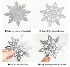 18Pcs 3D 매달려 크리스마스 눈송이 장식, 겨울 블루 실버 냉동 테마 종이 눈송이 장식품 갈 랜드 얼음 공주 생일 신년 파티, 휴일 문 홈 장식 용품