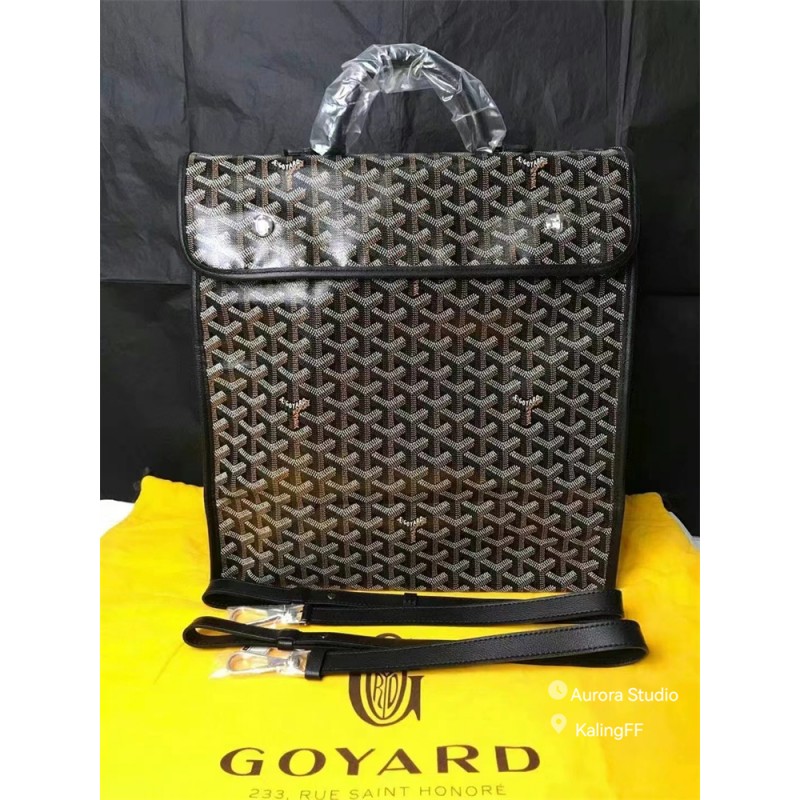 Spot 정품 Goyard Goya SaintLeger 접이식 캔버스 송아지 가죽 백팩 학교 가방 블랙 브라운