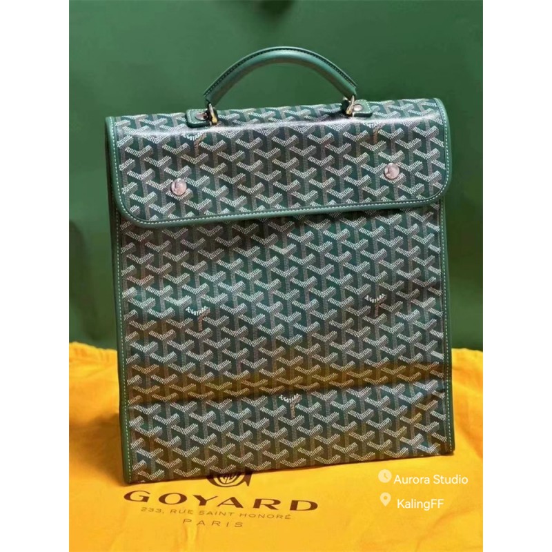 Spot 정품 Goyard Goya SaintLeger 접이식 캔버스 송아지 가죽 백팩 학교 가방 블랙 브라운