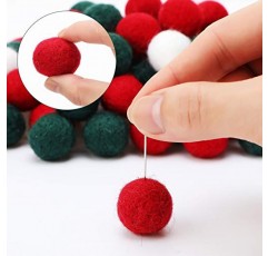 120 조각 크리스마스 펠트 공 크리스마스 양모 공 녹색 흰색과 빨간색 양모 펠트 Pom Poms DIY 양모 크리스마스 공을 느꼈다 DIY 화환, 크리스마스 장식 (0.8 인치)