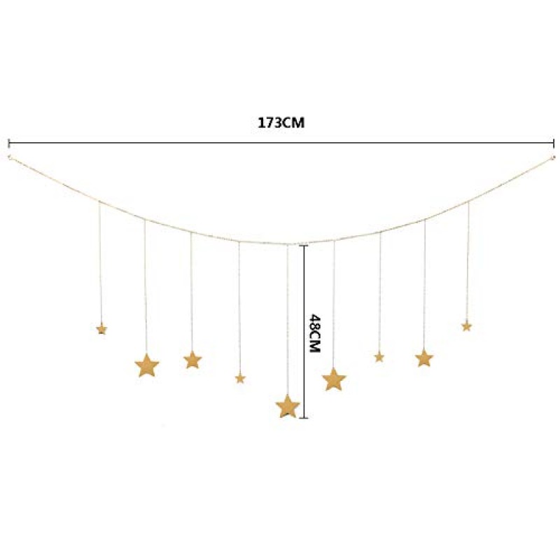 OCIOLI 별 체인이있는 화환 Boho 매달려 장식품 웨딩을위한 아트 룸 장식 홈 오피스 보육 룸 기숙사 (골드 스타)