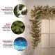 National Tree Company 사전 조명 인공 크리스마스 화환, 녹색, 반투명 베리, 백색 조명, 솔방울로 장식됨, 베리 클러스터, 플러그인, 크리스마스 컬렉션, 9피트