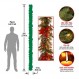 National Tree Company 사전 조명 인공 크리스마스 화환, 녹색, 상록수, 흰색 조명, 격자 무늬 리본으로 장식, 베리 클러스터, 솔방울, 플러그인, 크리스마스 컬렉션, 9피트