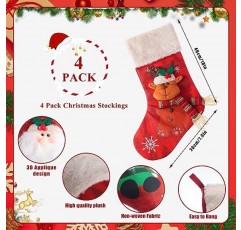 Meooeck 7 Pcs 크리스마스 스타킹 세트 3 Pcs 포함 크리스마스 사전 조명 인공 화환 4 Pcs 크리스마스 스타킹 벽난로 교수형 스타킹 9 피트 크리스마스 소나무 갈 랜드 홈 계단 장식 (소설 스타일)