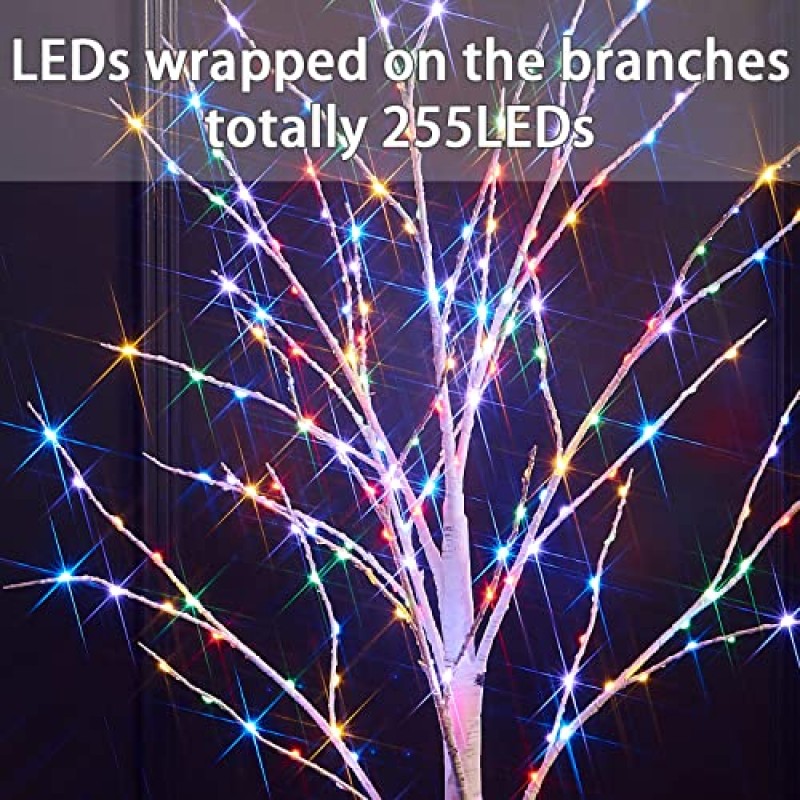 Fudios 조명 자작나무 장식 6피트 조명 330 LED 인조 흰색 나무 플러그 인조 화이트 크리스마스 장식 내부 크리스마스 웨딩 파티 선물 야외