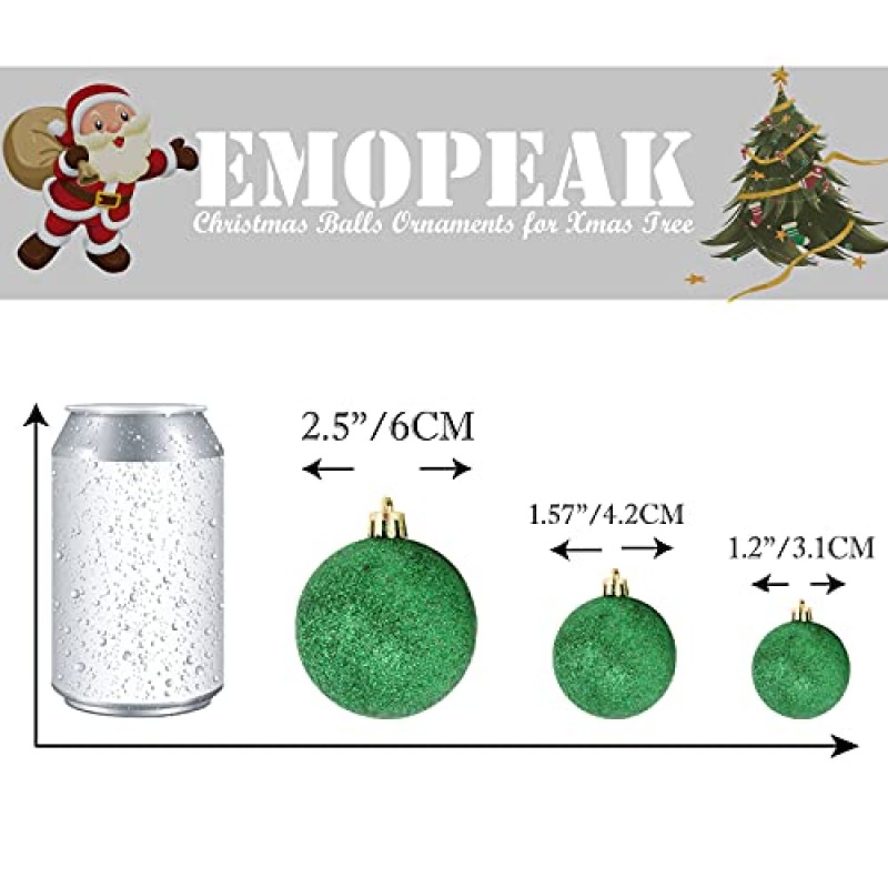 Emopeak 24Pcs 크리스마스 공 장식품 크리스마스 크리스마스 트리 - 휴일 웨딩 파티 장식(잔디 녹색, 2.5