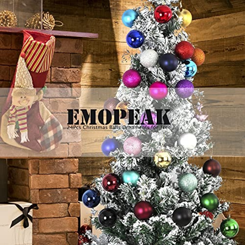 Emopeak 24Pcs 크리스마스 공 장식품 크리스마스 크리스마스 트리 - 휴일 웨딩 파티 장식(잔디 녹색, 2.5