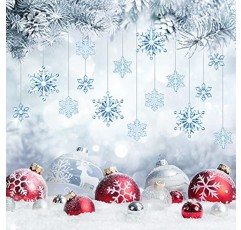 40 조각 크리스마스 눈송이 장식품 크리스마스 트리 장식 아크릴 크리스탈 눈송이 장식품 장식 겨울 크리스마스 (파란색)