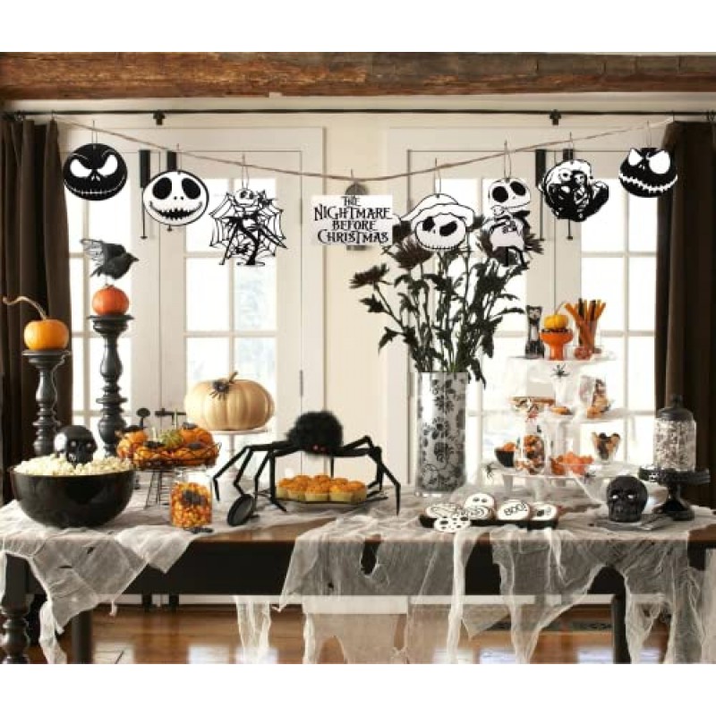 48Pcs 할로윈 잭 악몽 나무 매달려 장식품 Skellington 미니어처 크리스마스 트리 Decors 크리스마스 파티 장식 밧줄