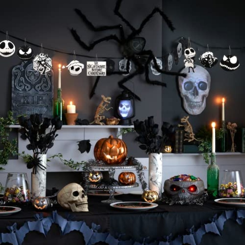 48Pcs 할로윈 잭 악몽 나무 매달려 장식품 Skellington 미니어처 크리스마스 트리 Decors 크리스마스 파티 장식 밧줄