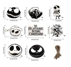 48Pcs 할로윈 잭 악몽 나무 매달려 장식품 Skellington 미니어처 크리스마스 트리 Decors 크리스마스 파티 장식 밧줄