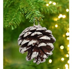 크리스마스 트리 눈송이에 대 한 24 PCS 소나무 콘 크리스마스 파티 홈 장식에 대 한 문자열 펜 던 트 공예와 자연 Pinecones 장식 가을 겨울 휴가 크리스마스 트리 장식 (24)