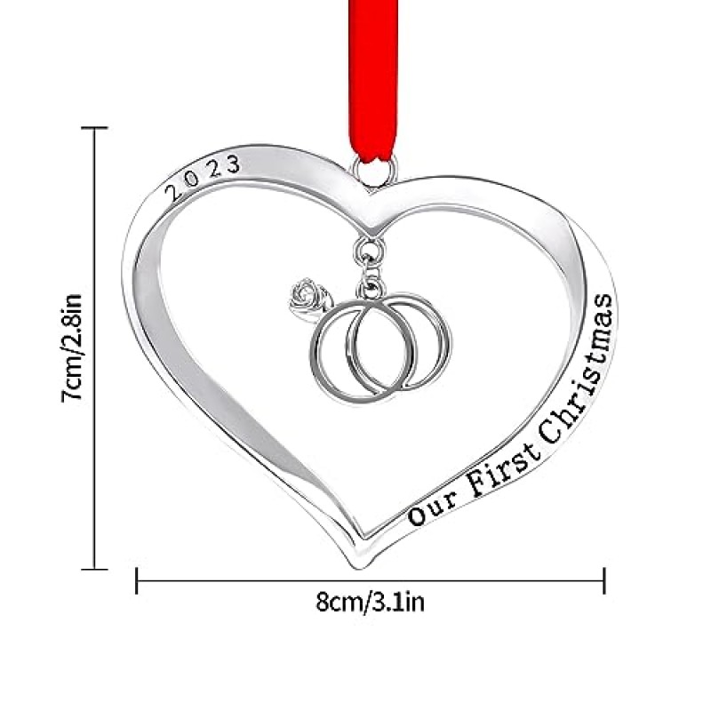 HADM 2023 금속 우리의 첫 번째 크리스마스 장식품, 미스터 & 부인 첫 번째 크리스마스 결혼 장식 트리 장식 신혼 부부를위한 웨딩 장식 선물