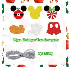 Hpscdyo 24PCS 마우스 크리스마스 트리 장식품, 가족 맞춤형 맞춤형 교수형 장식, 양면 인쇄 휴일 축제 귀여운 크리스마스 트리 장식