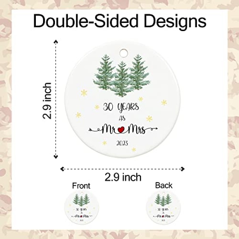 30주년 진주 기념일 2023, 30주년 부부를 위한 부부 선물, 부모를 위한 30주년 결혼 기념일, 30주년 크리스마스 트리 장식을 위한 2.9