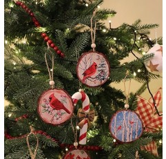 9 조각 추기경 새 크리스마스 트리 장식품 레드 추기경 크리스마스 트리 장식 공예 기념 선물에 대 한 나무 조각을 그렸습니다.