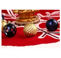 QinYing 24pcs 2.36' 크리스마스 공 장식품 비산 방지 다채로운 빛나는 싸구려 세트 크리스마스 트리 펜던트 휴일 파티 공 장식(다크 블루 & 골드 6cm)