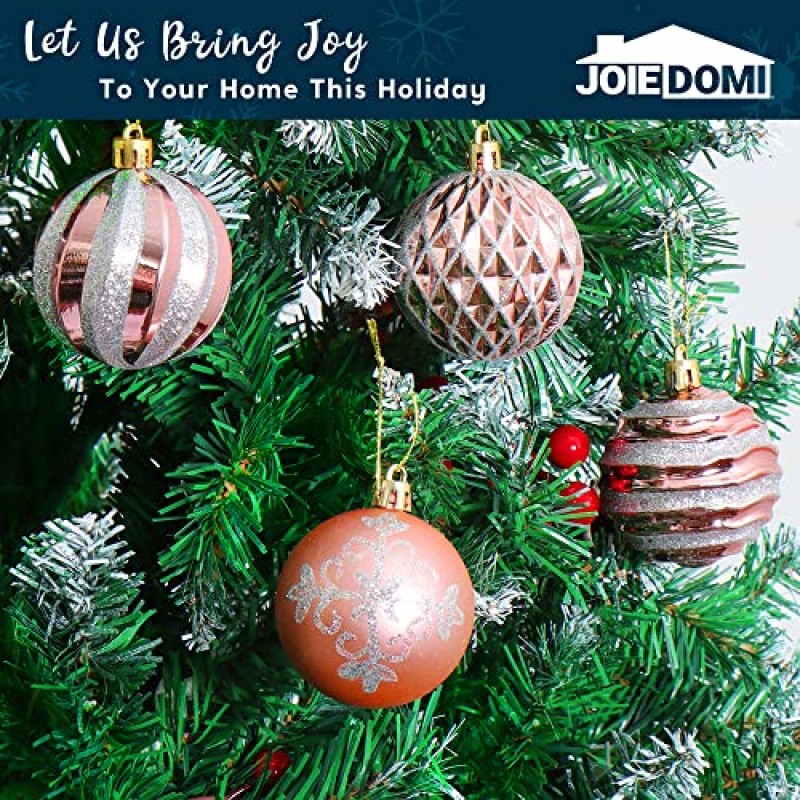 Joiedomi 36개 크리스마스 공 장식품, 휴일용 디럭스 비산 방지 크리스마스 장식품, 파티 장식, 크리스마스 트리 장식품 및 특별 이벤트(로즈 골드 및 실버, 2.36