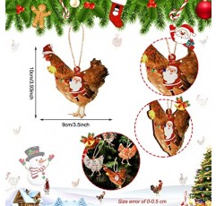 30 PC의 크리스마스 치킨 나무 장식품 세트 재미 있은 크리스마스 치킨 장식 치킨 휴일 장식 크리스마스 스카프 치킨 장식품 파티 크리스마스 트리에 대한 치킨 크리스마스 장식품