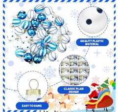 Zhanmai 36 조각 크리스마스 장식품 미니 크리스마스 장식품 공 크리스마스 공 1 인치 미니 장식품 파티 장식 결혼식 파티 휴일 장식용 미니어처 공 (파란색 점 줄무늬)