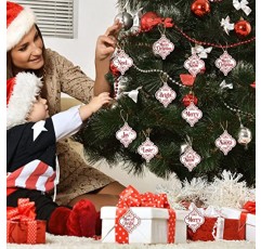24 조각 크리스마스 나무 장식 세트 크리스마스 소원 나무 매달려 조각 공예 붉은 나무 태그 농가 장식 믿음 기쁨 사랑 메리 믿음 평화 크리스마스 장식