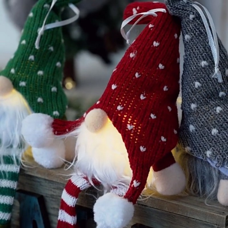 조명이 달린 크리스마스 격언 장식, 5개 14' 크리스마스 테이블 장식 수제 스웨덴 톰테 플러시 격언 크리스마스 스칸디나비아 산타 엘프 장식 장식품 감사 제공