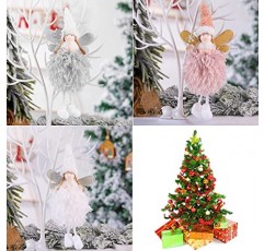 FZBNSRKO 3Pcs 천사 크리스마스 장식품 나무, 매달려 장식품 크리스마스 공예 엘프 장식 (흰색, 분홍색, 회색)에 대 한 봉 제 천사 인형 펜 던 트