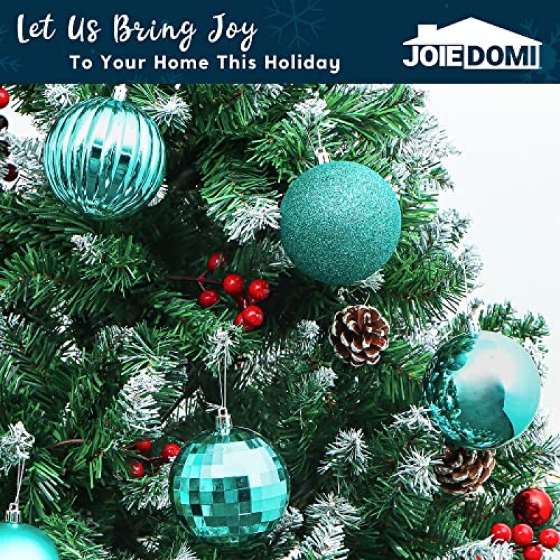 Joiedomi 18Pcs 3.15' 크리스마스 공 장식품, 휴일 장식, 실내 파티 장식, 크리스마스 트리 장식품, 특별 이벤트(청록색)를 위한 비산 방지 교수형 공 장식품
