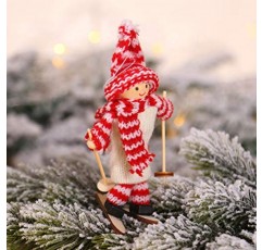 나무 입상 장식 5PCS 크리스마스 스키 인형 장식품 나무 크리스마스 크리스마스 트리 매달려 장식 펜던트 휴일 상점 창 홈 장식 혼합 패턴 크리스마스 장식