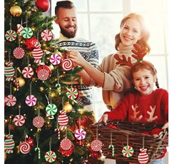 36 조각 사탕 지팡이 사탕 크리스마스 장식품 크리스마스 나무 매달려 장식 크리스마스 트리 나무 컷 아웃 사탕 지팡이 페퍼민트 크리스마스 장식 크리스마스 홈 파티 장식 용품 (다채로운 사탕)