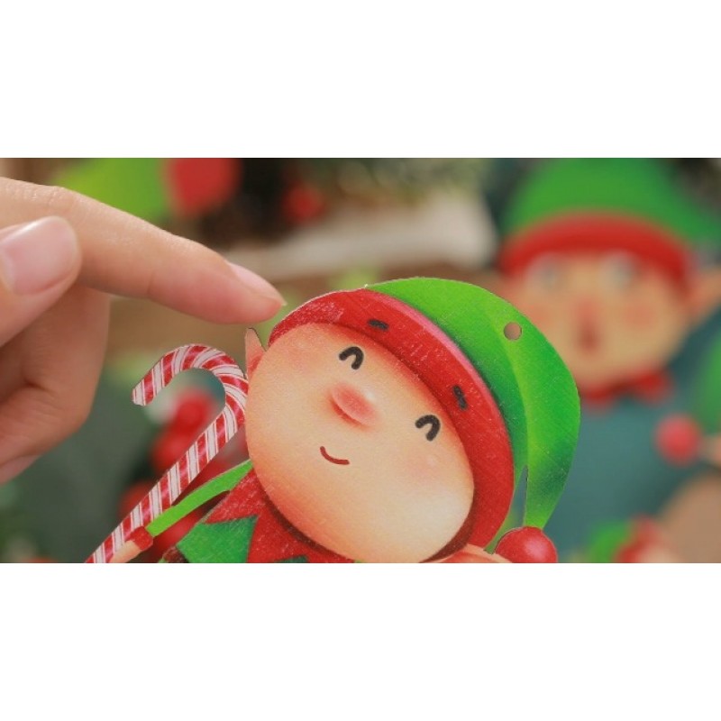 32 조각 엘프 크리스마스 트리 장식품 세트, 다채로운 사탕 라운드 롤리팝 크리스마스 스타킹 눈사람 엘프 피트 슬리퍼, 엘프 파티 크리스마스 트리 장식을위한 모자 나무 장식품