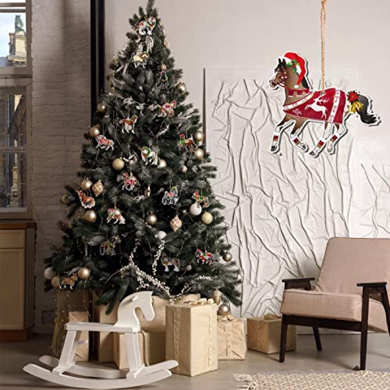 조마 말 크리스마스 장식품 크리스마스 트리를 위한 나무 말 장식품 교수형 말 크리스마스 장식 농가 말 크리스마스 장식 크리스마스 트리를 위한 장식 말 연인 선물 (40)