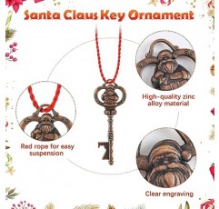 굴뚝 없는 집을 위한 슬라이너 크리스마스 산타 열쇠 장식 빈티지 금속 뼈대 매력 산타클로스 카드와 크리스마스 트리를 위한 빨간 메쉬 가방이 있는 산타 열쇠