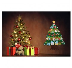 펠트 크리스마스 트리 - DIY 크리스마스 트리 39개 분리형 장식품 어린이를 위한 크리스마스 장식 유아 집 문 창문 벽걸이 크리스마스 장식 선물 파티 용품