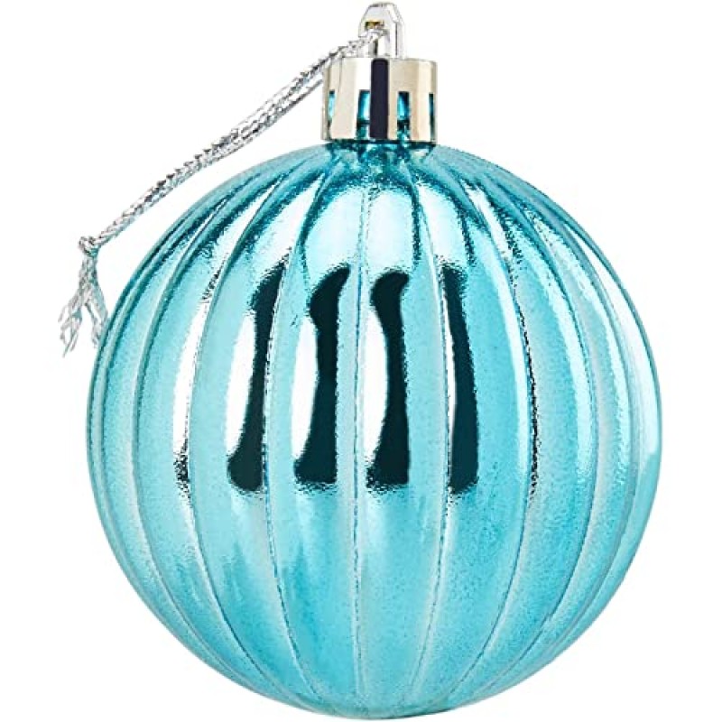 미니 글리터, 거울 비산 방지 크리스마스 트리 볼 장식품(청록색, 은색, 1.5인치, 48팩)