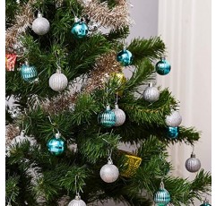 미니 글리터, 거울 비산 방지 크리스마스 트리 볼 장식품(청록색, 은색, 1.5인치, 48팩)