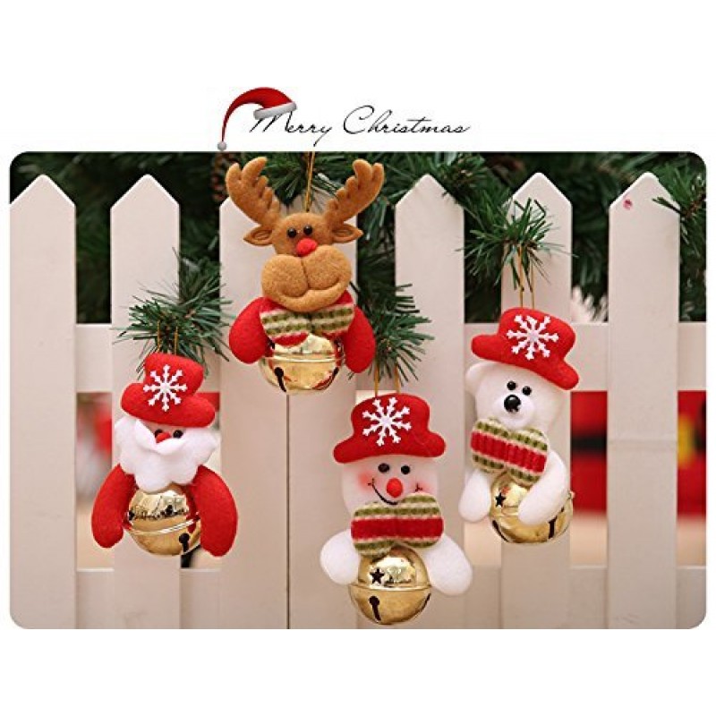 YOSICHY 크리스마스 벨 장식품 세트 귀여운 산타 눈사람 순록 곰 휴일 파티 Decor-8PCS